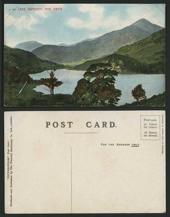 Wales Old Coloured Tinted Postcard LAKE GWYNANT & ARAN