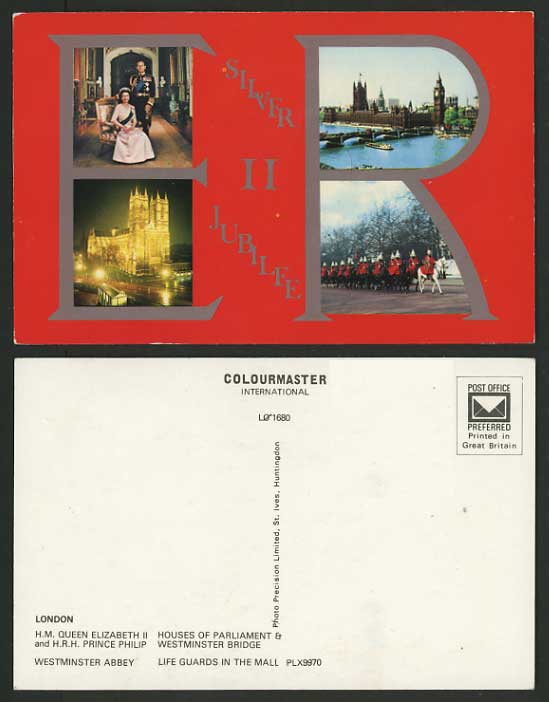 London Color Postcard SILVER JUBILEE Queen Elizabeth II