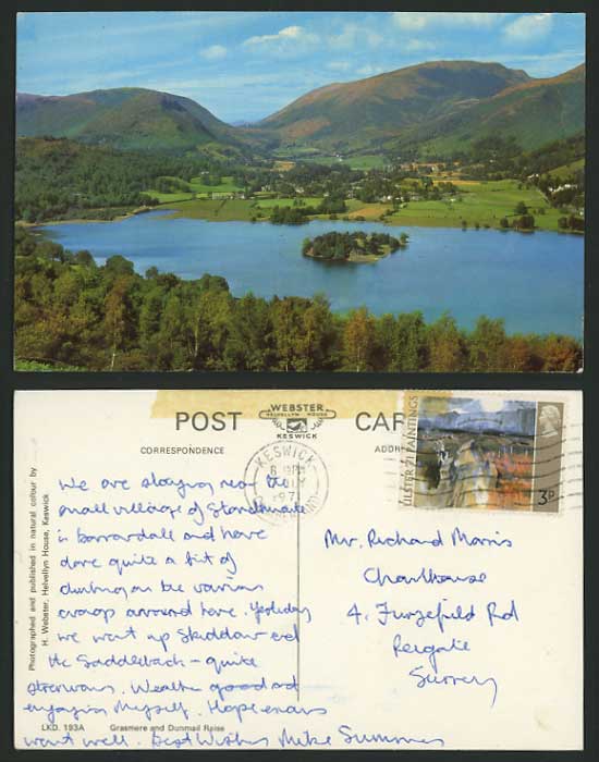Cumbria 1971 Coloured Postcard GRASMERE & DUNMAIL RAISE