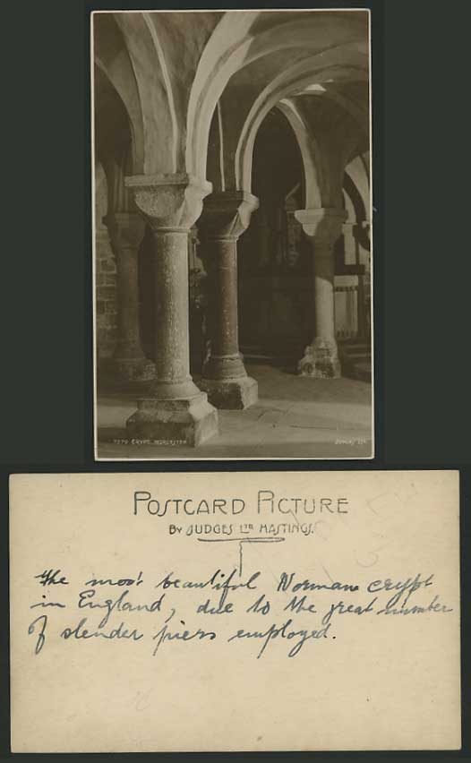 England Judges' Old Postcard WORCESTER CATHEDRAL Crypt