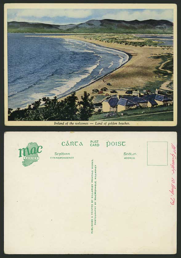 Ireland 1979 Postcard - Seaside with Beach & Mountains