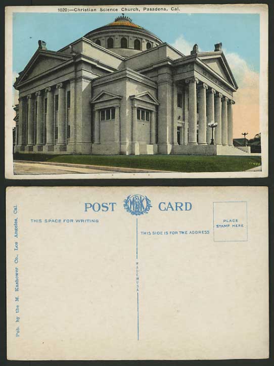 CALIFORNIA Pasadena Christian Science Church - Postcard