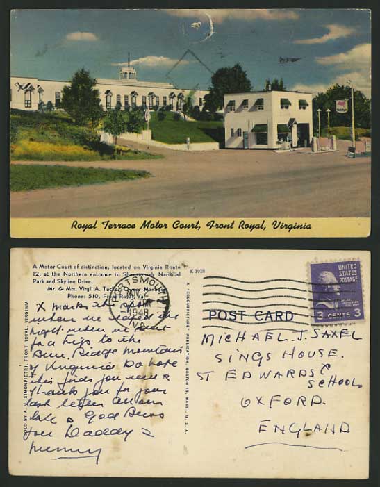 USA 1948 Postcard VIRGINIA - Royal Terrace Motor Court