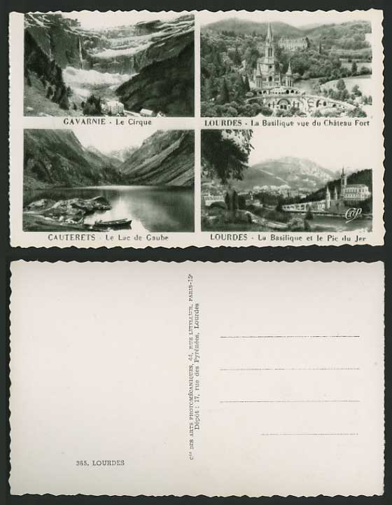France Old Multiview Postcard LOURDES Gavarnie Fort etc