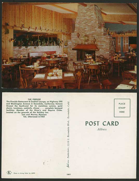 USA Coloured Postcard - CALIFORNIA Fireside Restaurant