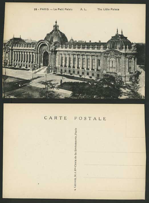 France Old Postcard PARIS Le Petit Palais LITTLE PALACE