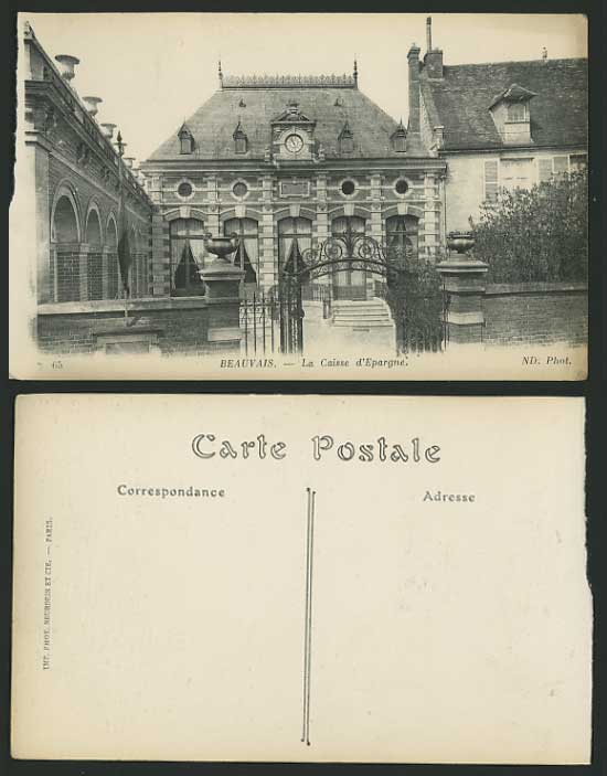 France Old Postcard BEAUVAIS La Caisse d'Epargne ND 65
