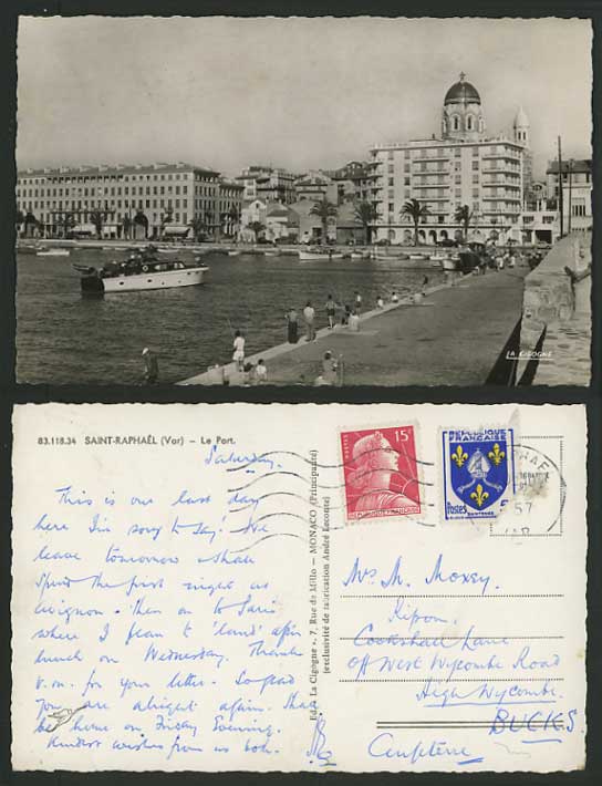 France Old Photo Postcard SAINT-RAPHAEL Harbour ANGLER