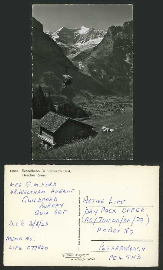 Switzerland Old Photo Postcard GRINDELWALD - CHAIR LIFT