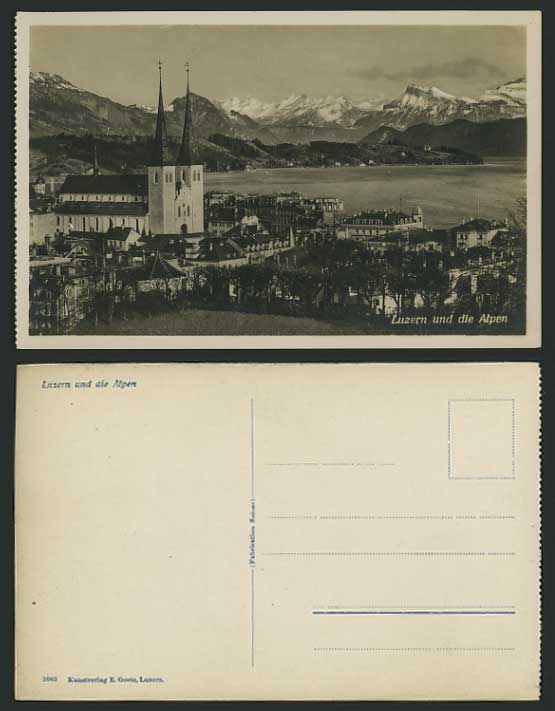 Switzerland Old Postcard LUCERNE ALPS Church Mountains