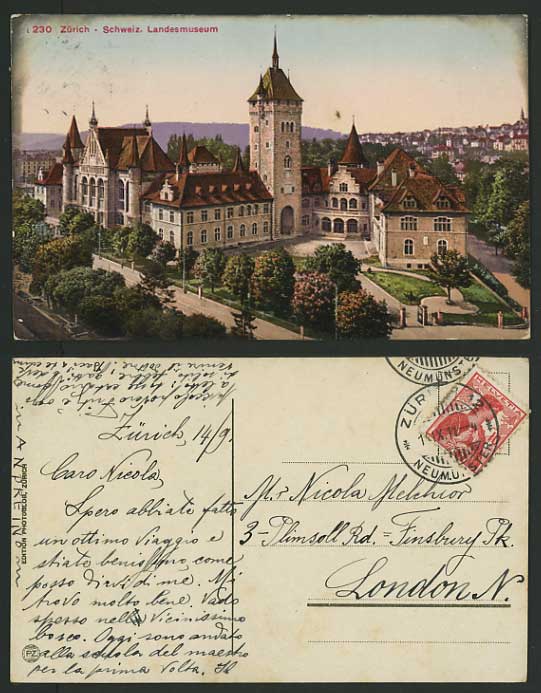 Switzerland 1911 Postcard ZUERICH Schweiz Landesmuseum