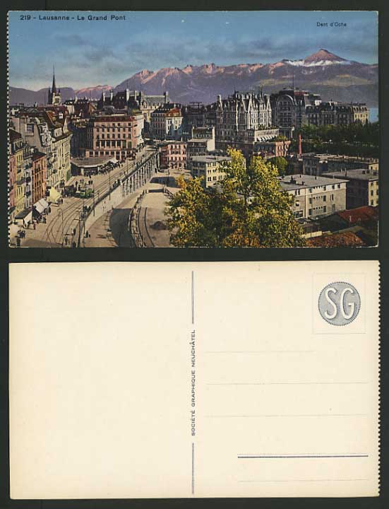 Switzerland Old Postcard Vaud LAUSANNE Grand Pont Trams