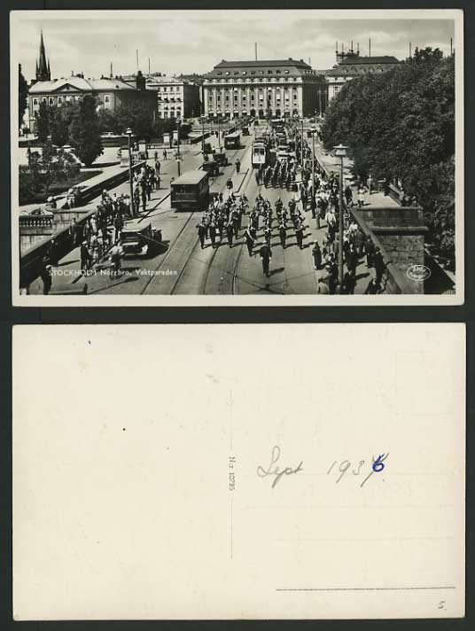 Sweden 1936 RP Postcard STOCKHOLM Street Parade Tramway