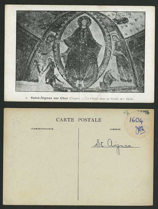 France Postcard SAINT-AIGNAN sur Cher CRYPT Le Christ