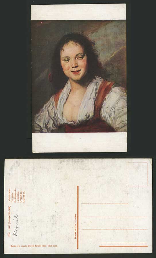 Artist Drawn Postcard THE GYPSY WOMAN Louvre Museum