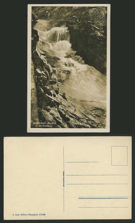Swiss Postcard GOTTHARD Reussfall Waterfall Schoellenen