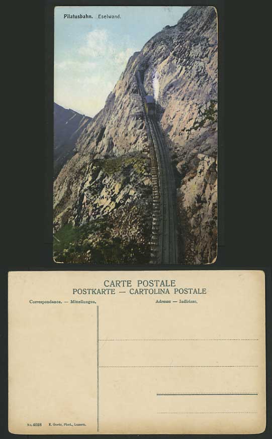 Switzerland Postcard MOUNT PILATUS Pilatusbahn ESELWAND