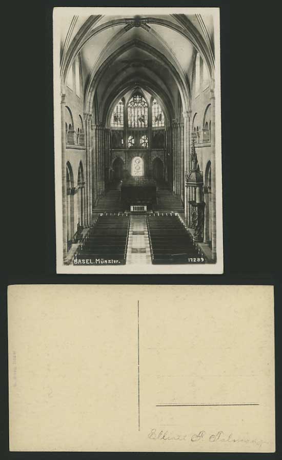 Switzerland Old Postcard BASEL Church Interior Muenster