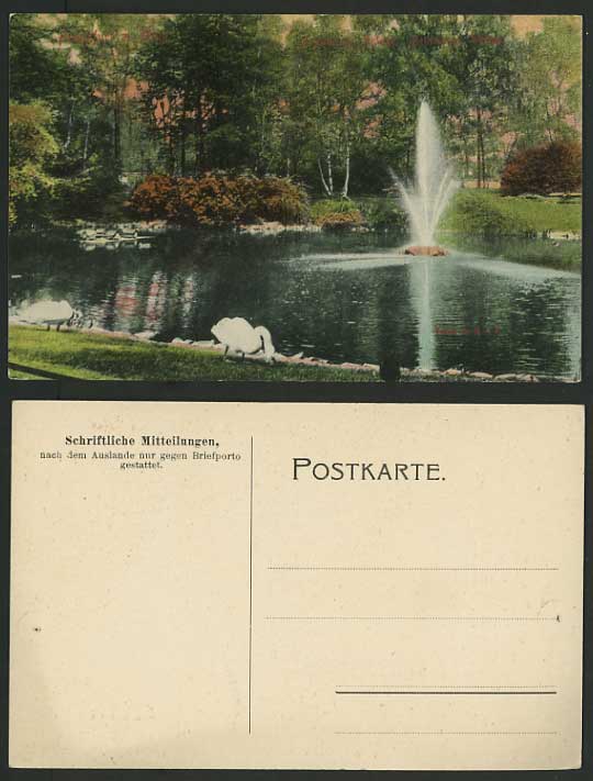 Germany Old Postcard FRANKFURT/MAIN Fountain Bird Swan