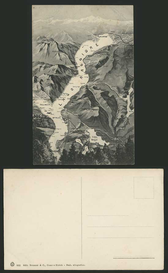 Italy Old Postcard LAKE MAGGIORE Pallanza Varese - MAP