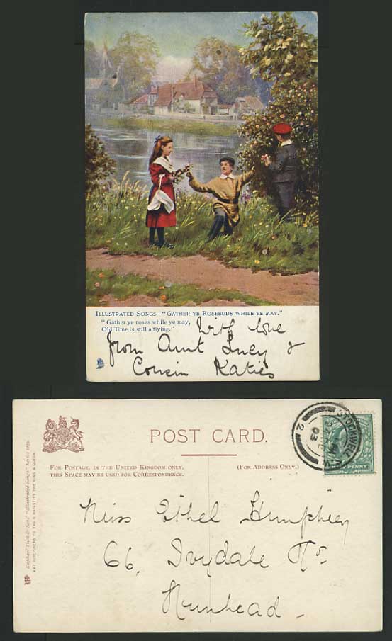 Children 1903 Tuck's Postcard GIRL BOYS PLAY NEAR RIVER