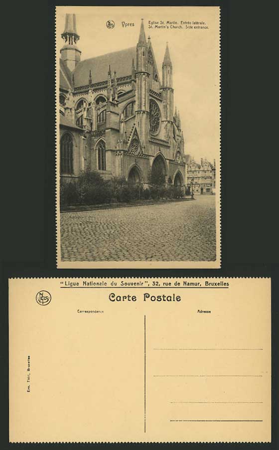 Belgium Old Postcard YPRES St. Martin's Church Entrance