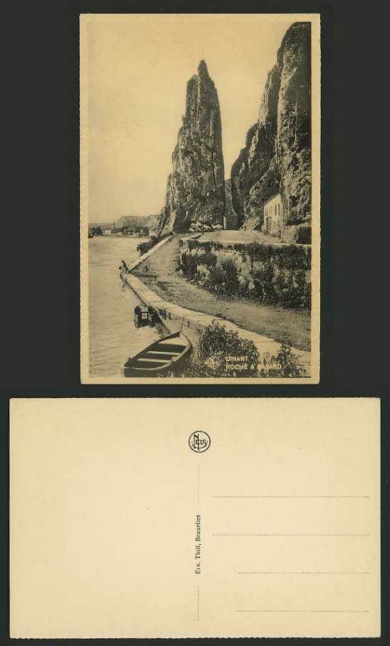 Belgium Old Postcard DINANT Roche a Bayard / Boat Rocks