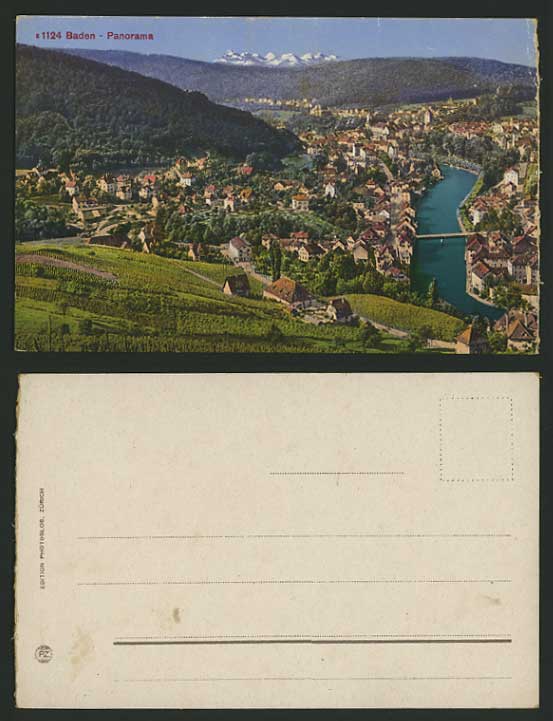 Switzerland Old Colour Postcard BADEN River Bridge 1124