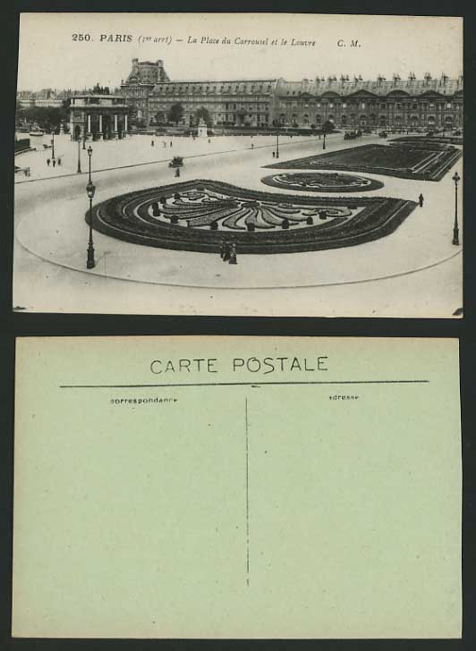 France Old Postcard PARIS Place du Carrousel et Louvre