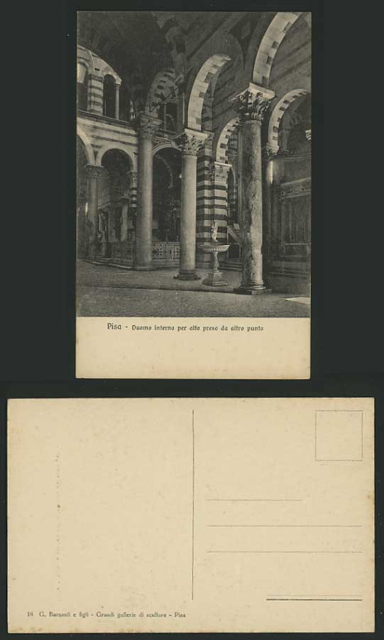 Italy Old Postcard PISA Interior of Duomo / Altro Punto