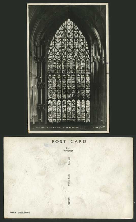 England Old RP Postcard YORK MINSTER Great East Window