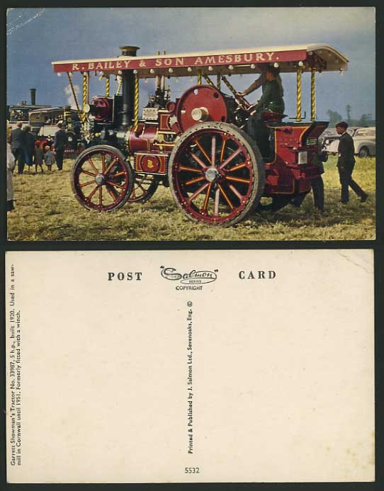 LOCOMOTIVE Train on Postcard R. Bailey & Son Amesbury