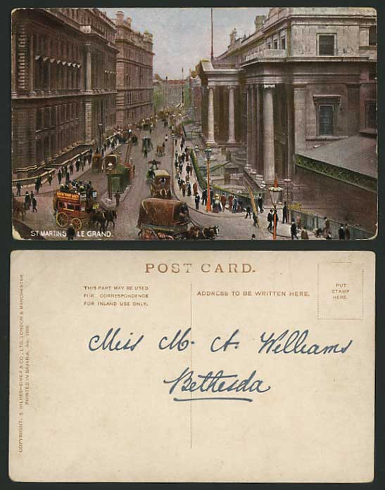 London Old Postcard - ST. MARTINS LE GRAND Street Scene