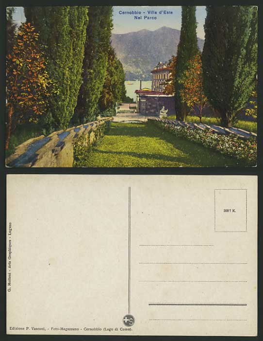 Italy Postcard CERNOBBIO PARK Villa d'Este Nel Parco