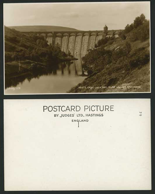 Radnorshire Old RP Postcard ELAN VALLEY Craig Goch Dam