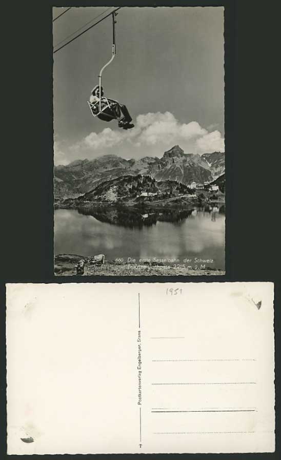 Switzerland Old Postcard TRUEBSEE Chairlift & Jochpass