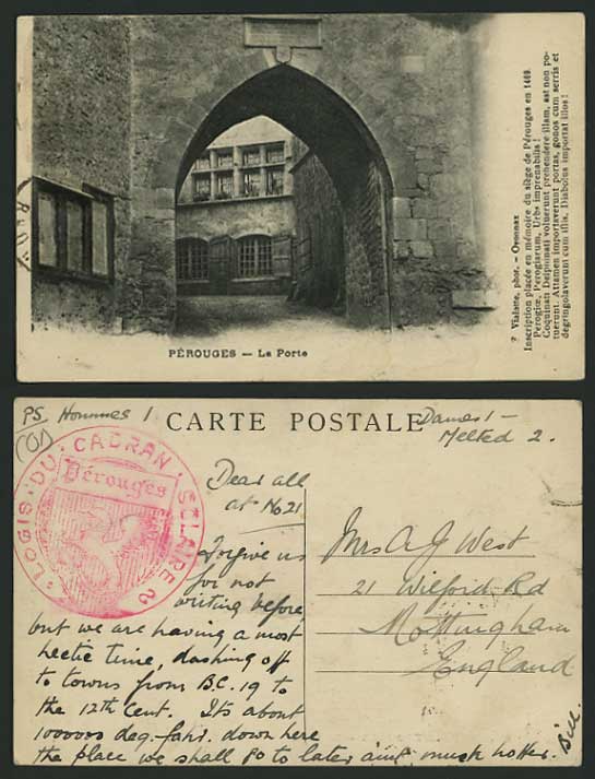 France Ain Old Postcard PEROUGES La Porte Logis Cadran
