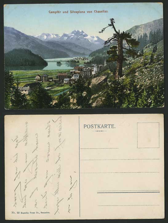 Swiss Old Colour Postcard SILVAPLANA Campfer Chasellas