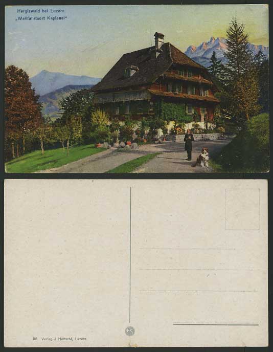 Switzerland Old Postcard LUZERN Hergiswald Kaplanei DOG