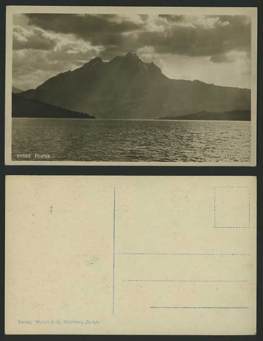 Switzerland Old Real Photo Postcard MOUNT PILATUS, LAKE