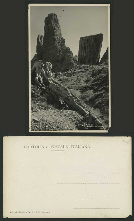 Italy Old R.P. Postcard ROCKS Cinque Torri Torre ingles