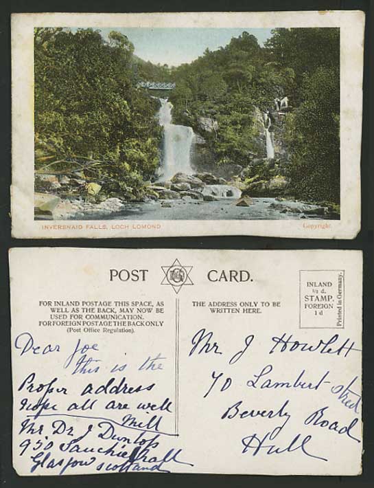 Scotland Old Postcard - LOCH LOMOND - Inversnaid Falls