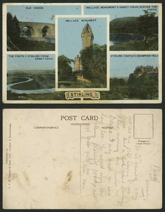 Scotland Old PPC STIRLING Wallace Monument Abbey Craig