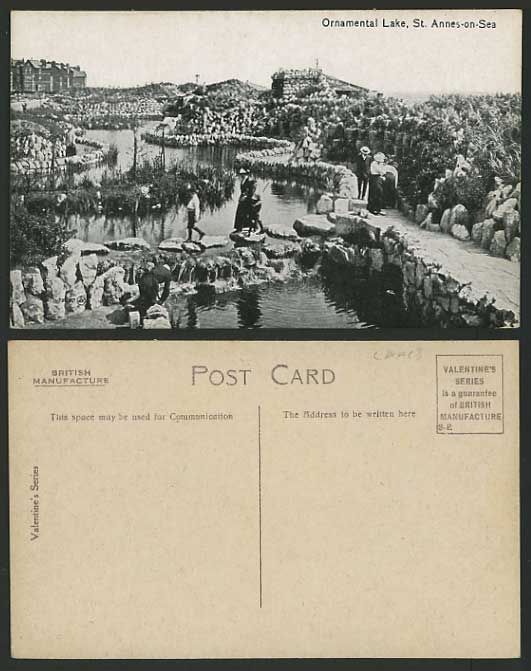 ST. ANNE'S-ON-SEA Old B/W Postcard Ornamental Lake Gdns