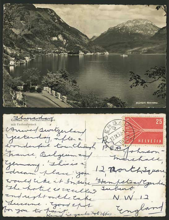 Swiss 1953 Postcard Kurort GERSAU - Vierwaldstaettersee