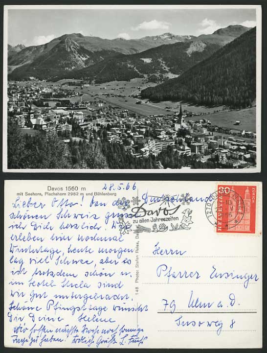 Swiss 1966 Old Photo Postcard DAVOS Seehorn, Pischahorn