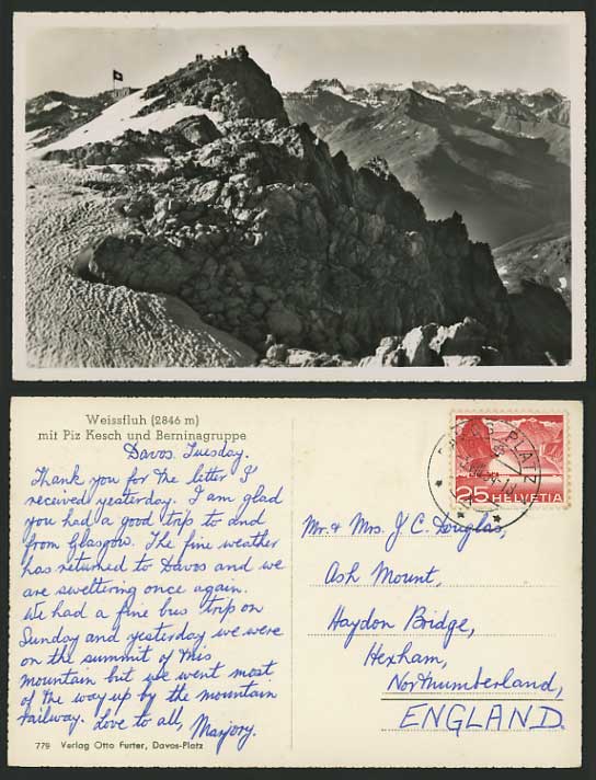 Switzerland 1954 Old RP Postcard PIZ KESCH & WEISSFLUH