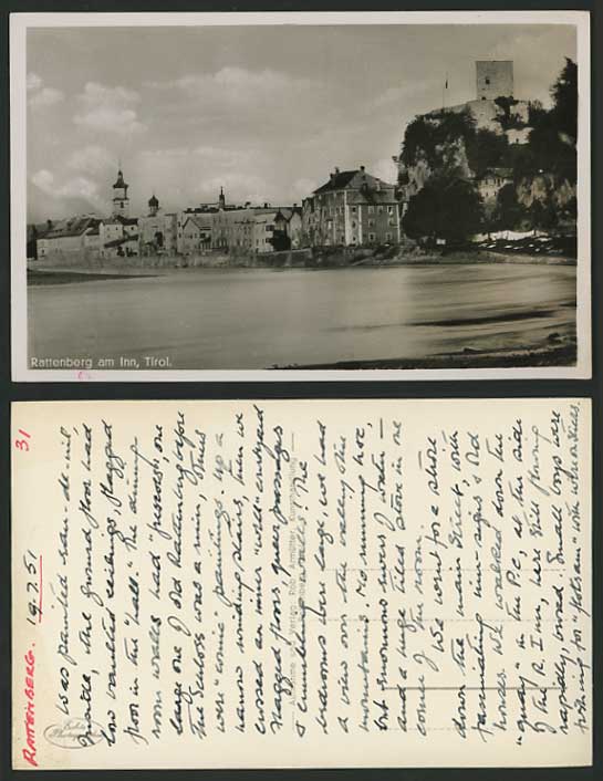 Austria Tyrol 1951 Old Postcard RATTENBERG AM INN Lake