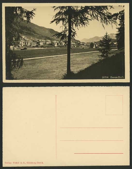 Switzerland Old RP Photo Postcard DAVOS River Mountains
