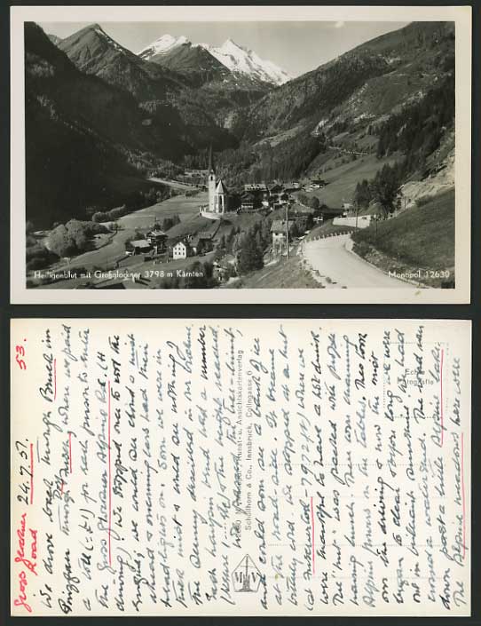 Austria Carinthia 1951 RP PC HEILIGENBLUT Grossglockner